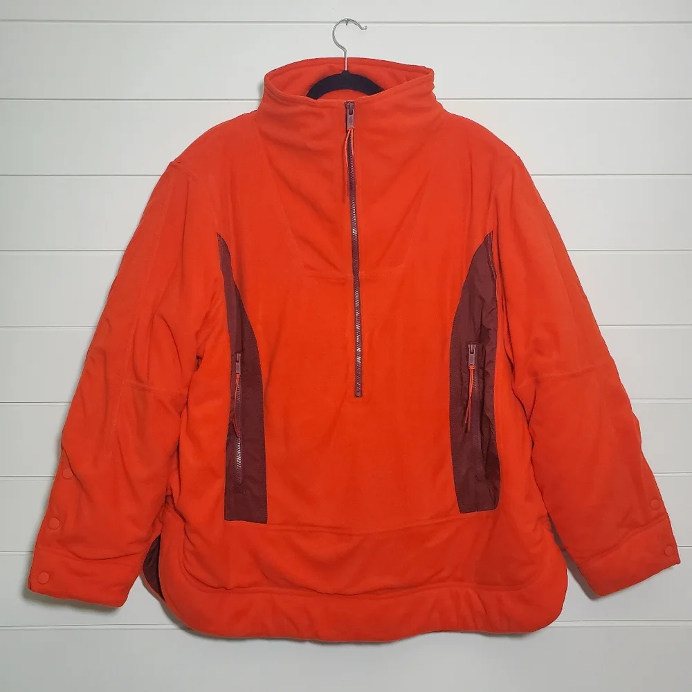 Free People FP Movement Climber Orange Fleece Oversized Jacket‎ Size L